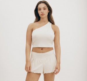 Organic Basics ORGANIC COTTON Core Rib One Shoulder Crop Top Oat | 84021-VRZD