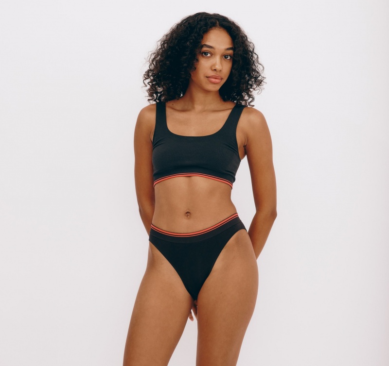 Organic Basics LENZING™ ECOVERO™ Luxe Touch Square Neck Bralette Zwart | 80391-RWCK