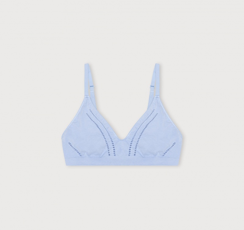 Organic Basics ORGANIC COTTON Seamless Triangle Bra Blauw | 49276-ELXJ