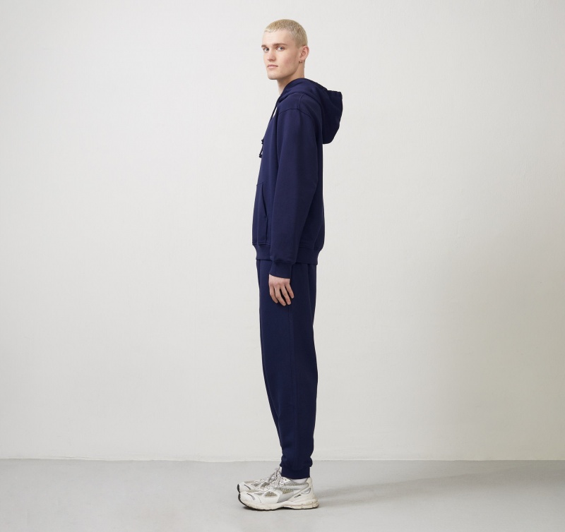 Organic Basics ORGANIC COTTON True French-Terry Sweat-Hood Donkerblauw | 21758-WJYH