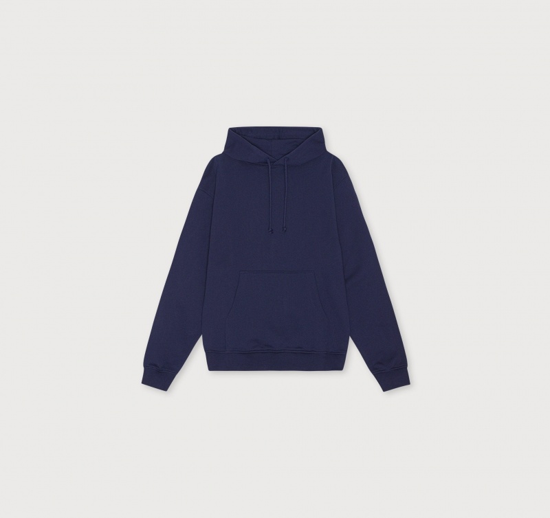 Organic Basics ORGANIC COTTON True French-Terry Sweat-Hood Donkerblauw | 21758-WJYH
