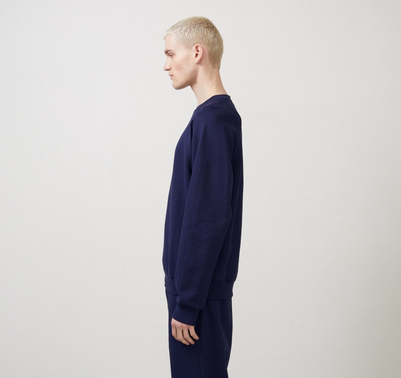 Organic Basics ORGANIC COTTON True French-Terry Crewneck Sweat Donkerblauw | 76930-OYVA