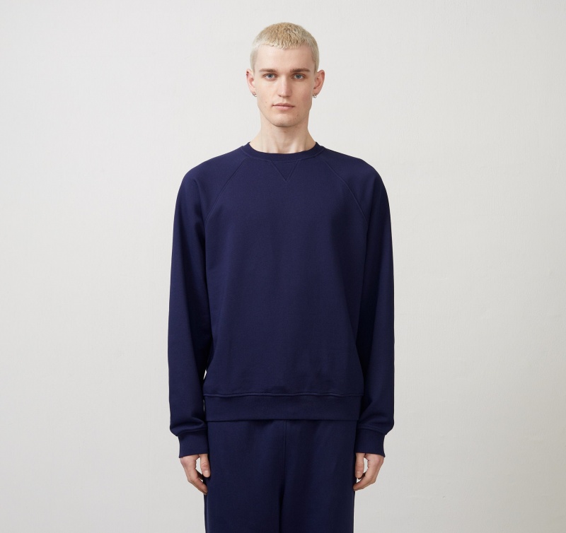 Organic Basics ORGANIC COTTON True French-Terry Crewneck Sweat Donkerblauw | 76930-OYVA
