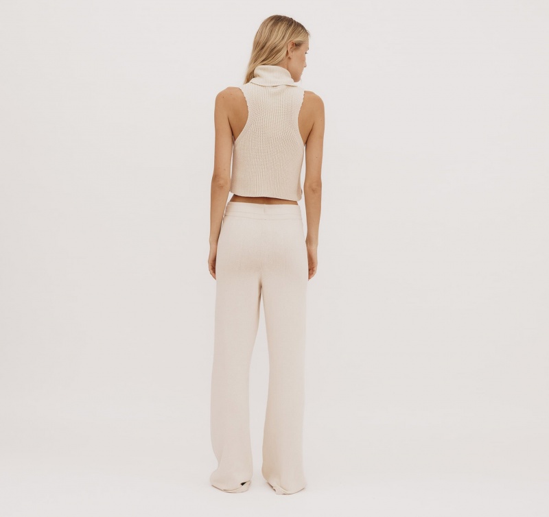 Organic Basics ORGANIC COTTON True Knit Brede Leg Pants Soft Vanilla | 38247-MGCW