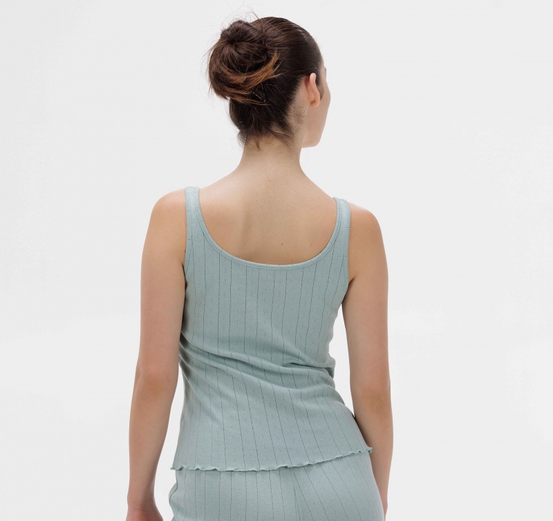 Organic Basics ORGANIC COTTON True Pointelle Singlet Mintgroen Groen | 92456-XRLI