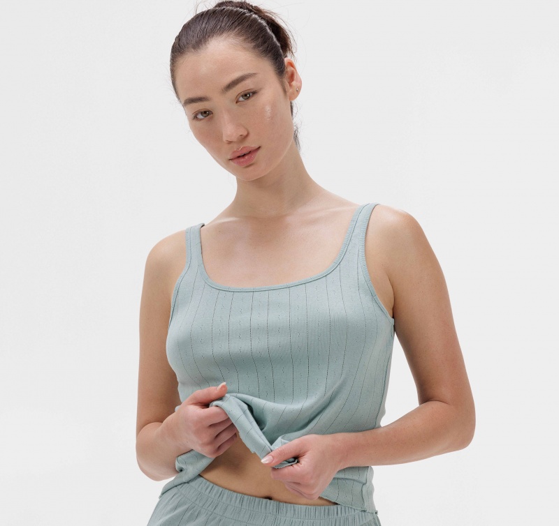 Organic Basics ORGANIC COTTON True Pointelle Singlet Mintgroen Groen | 92456-XRLI