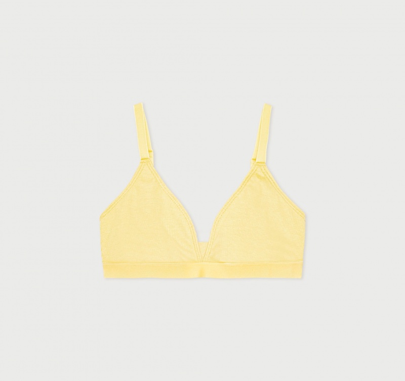 Organic Basics ORGANIC COTTON True Rib Triangle Bra Lemonade | 81605-YGUC