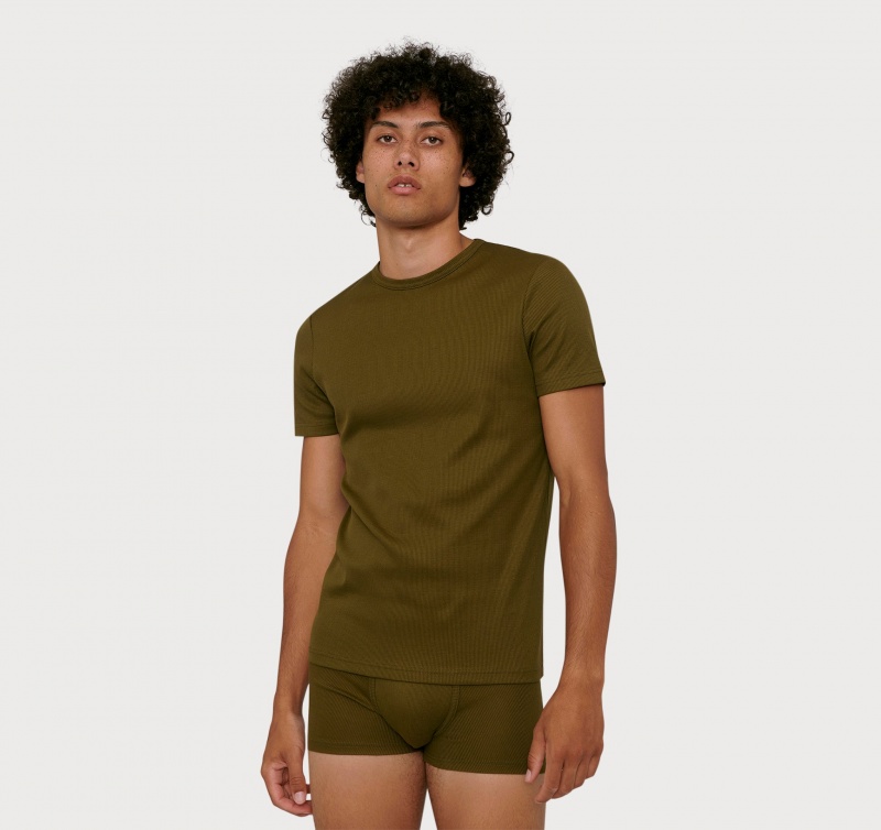 Organic Basics ORGANIC COTTON True Rib Tee Olijfgroen | 74386-VUSL
