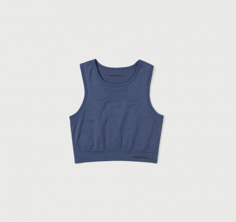 Organic Basics RECYCLED NYLON Active Crop Top Blauw | 23819-PJXK