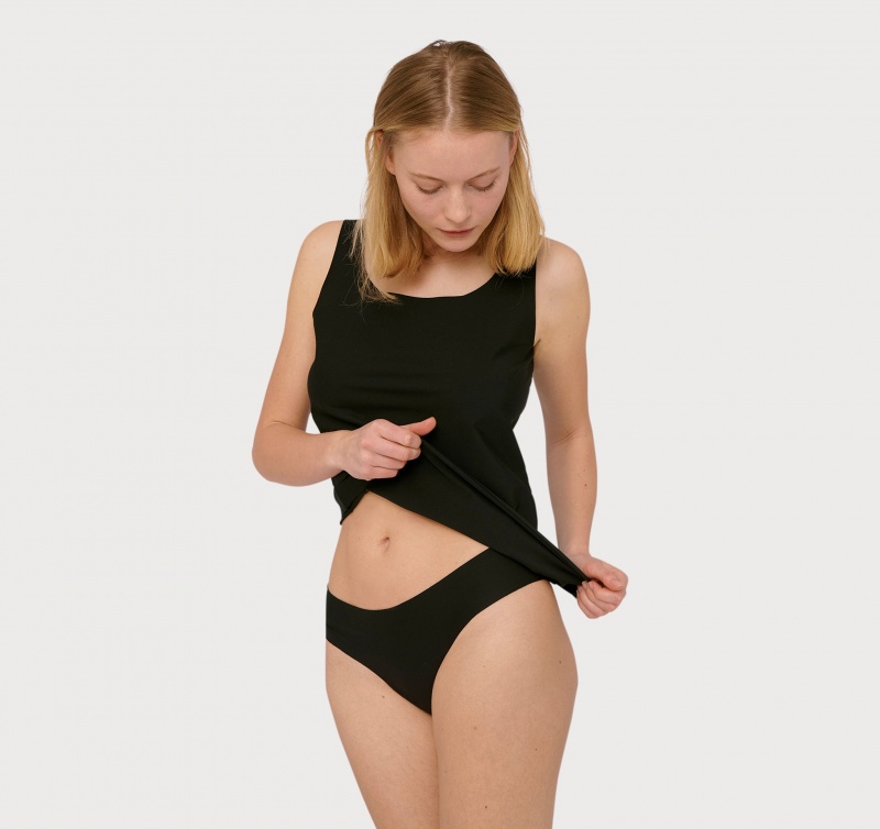 Organic Basics RECYCLED NYLON Invisible Cheeky Briefs 2-pack Zwart | 12493-HVTN