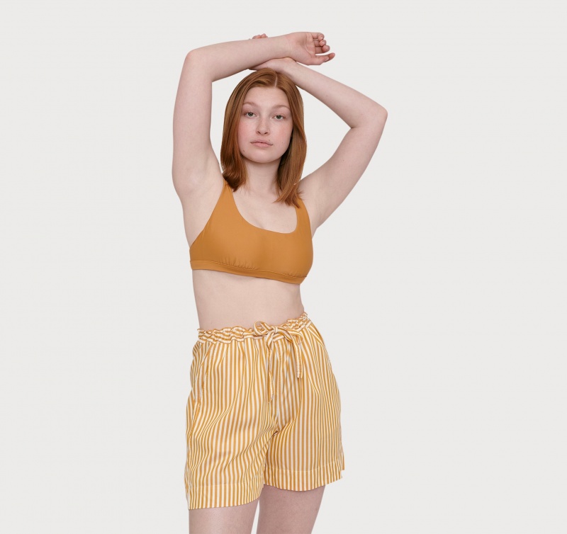 Organic Basics RECYCLED NYLON Re-Swim Bikini Bandeau Ocher | 86234-ZEPI