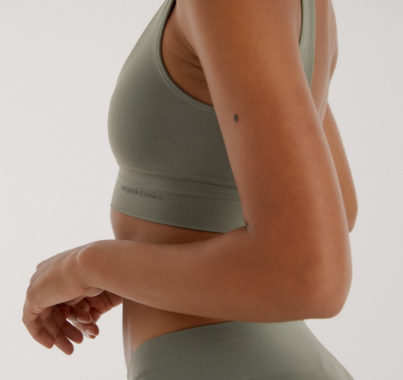 Organic Basics Recycled Nylon Smooth Bralette Seaweed | 59163-DCYR