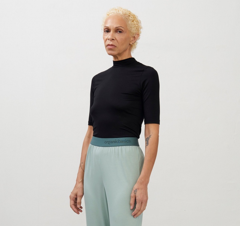 Organic Basics TENCEL™ LYOCELL Soft Touch Turtleneck Tee Zwart | 67312-VBUR