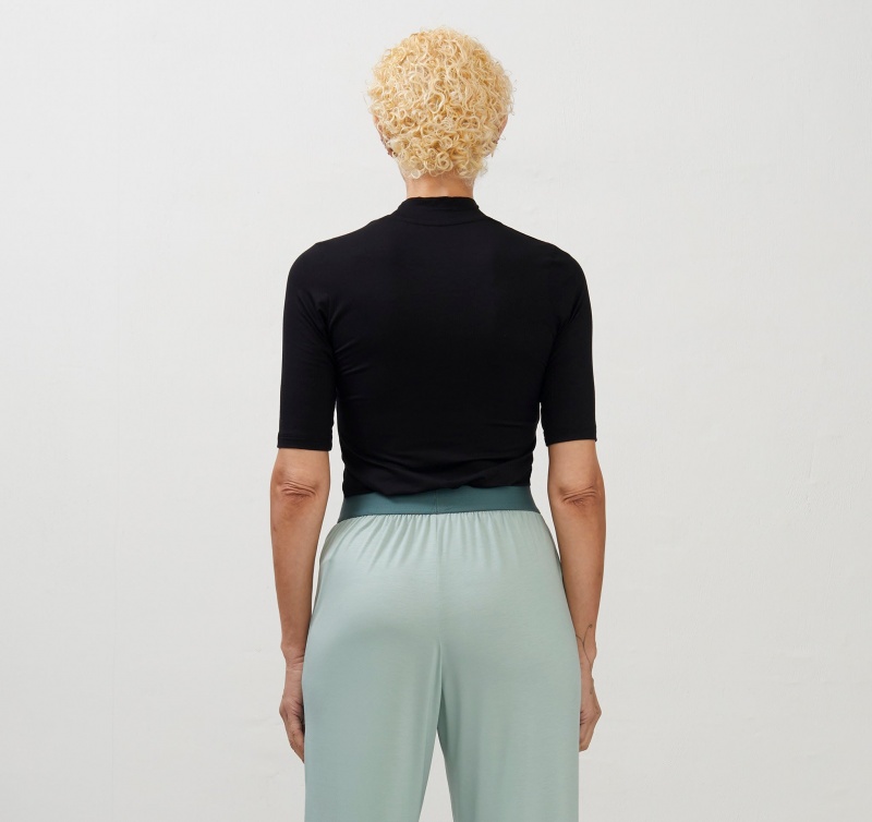 Organic Basics TENCEL™ LYOCELL Soft Touch Turtleneck Tee Zwart | 67312-VBUR