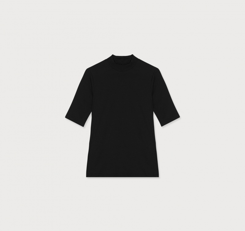 Organic Basics TENCEL™ LYOCELL Soft Touch Turtleneck Tee Zwart | 67312-VBUR