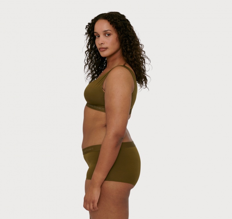 Organic Basics TENCEL™ LYOCELL Soft Touch Shorty 2-pack Olijfgroen | 02185-GDCB